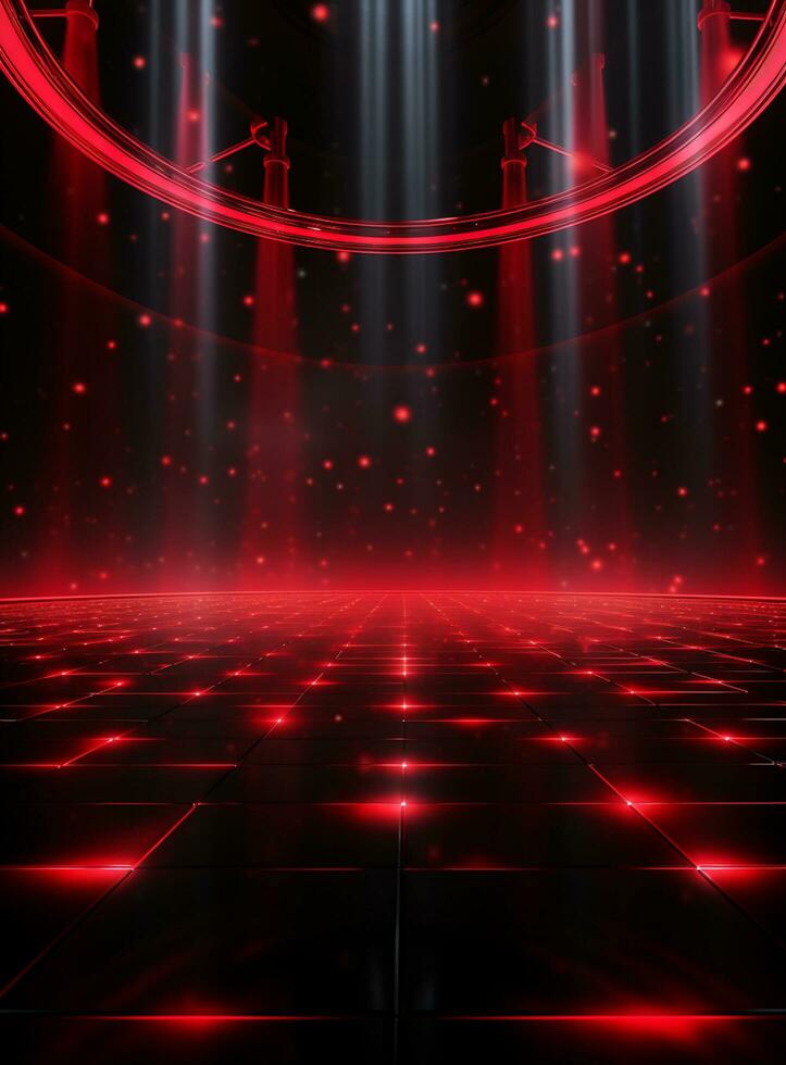 Ai Generative Backdrop Red Spotlights For Flyers, Banner and Backgrounds realistic image ultra hd high design photo