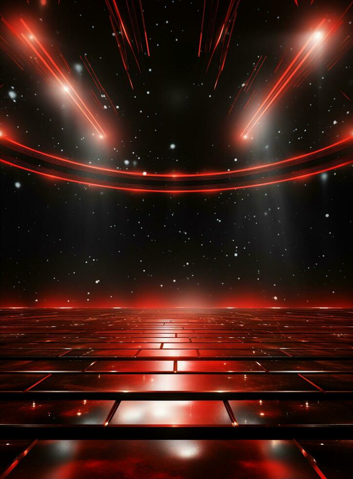 Ai Generative Backdrop Red Spotlights For Flyers, Banner and Backgrounds realistic image ultra hd high design photo
