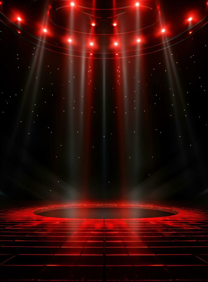 Ai Generative Backdrop Red Spotlights For Flyers, Banner and Backgrounds realistic image ultra hd high design photo