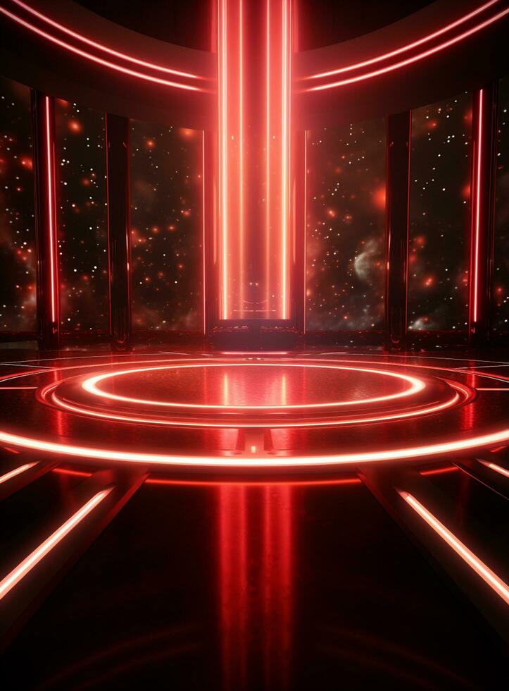 Ai Generative Backdrop Red Spotlights For Flyers, Banner and Backgrounds realistic image ultra hd high design photo
