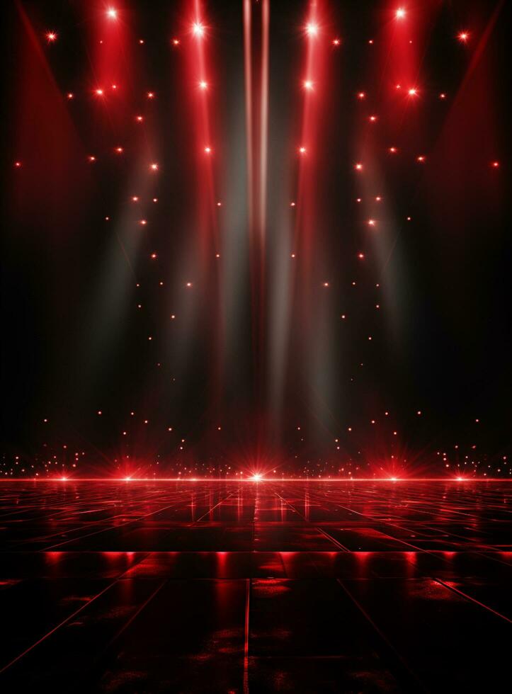 Ai Generative Backdrop Red Spotlights For Flyers, Banner and Backgrounds realistic image ultra hd high design photo