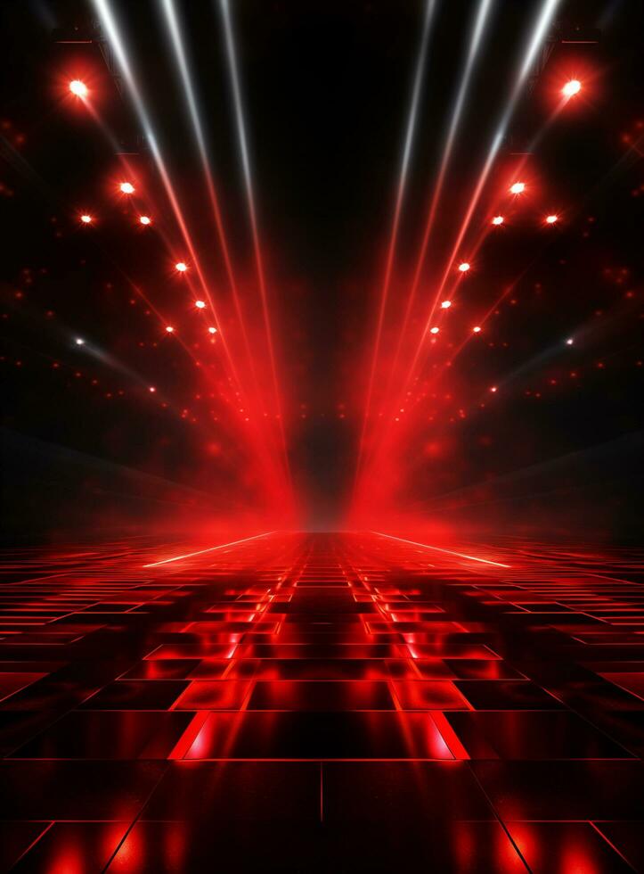 Ai Generative Backdrop Red Spotlights For Flyers, Banner and Backgrounds realistic image ultra hd high design photo