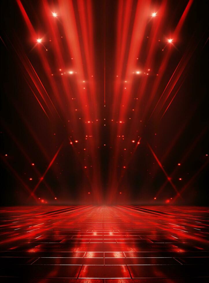 Ai Generative Backdrop Red Spotlights For Flyers, Banner and Backgrounds realistic image ultra hd high design photo