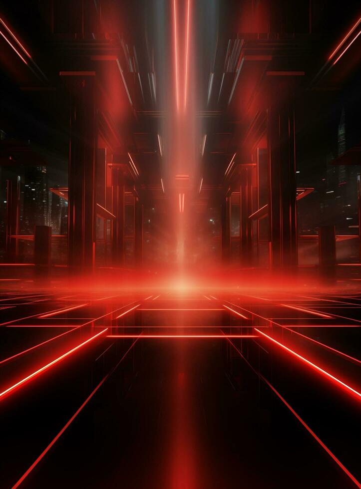 Ai Generative Backdrop Red Spotlights For Flyers, Banner and Backgrounds realistic image ultra hd high design photo