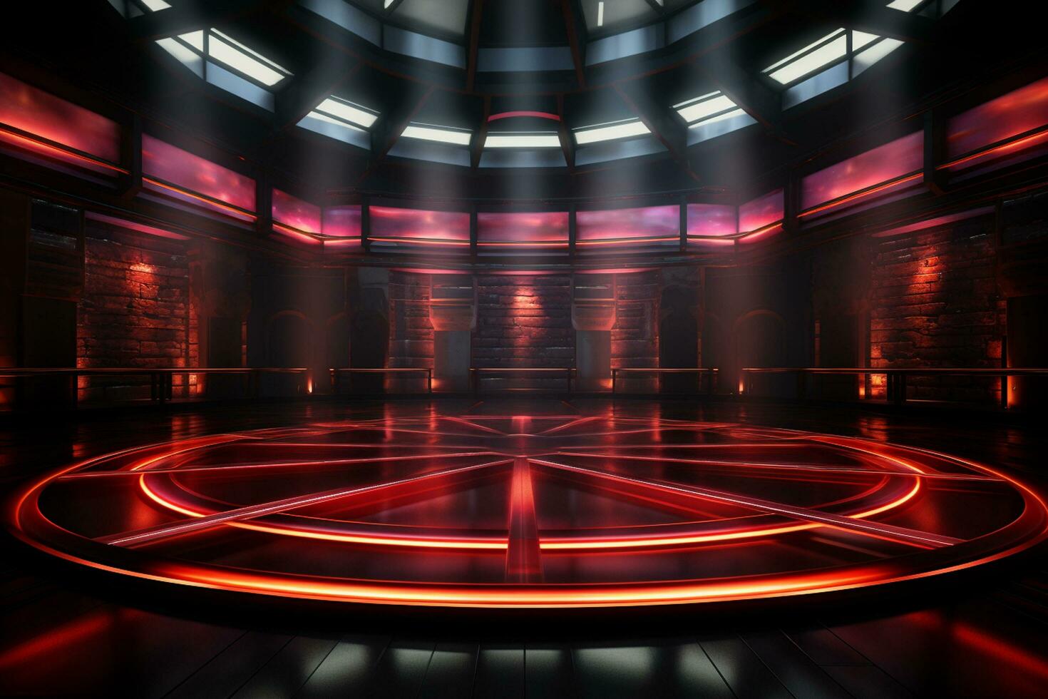 Ai Generaitve Backdrop With Illumination Of Red Spotlights For Flyers realistic image ultra hd high design photo