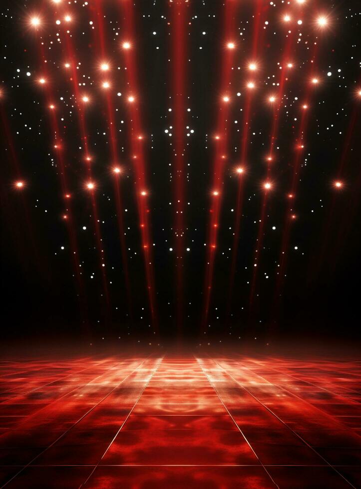 Ai Generative Backdrop Red Spotlights For Flyers, Banner and Backgrounds realistic image ultra hd high design photo
