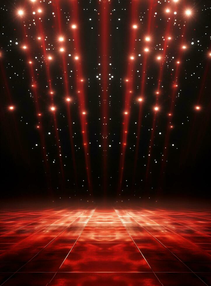 Ai Generative Backdrop Red Spotlights For Flyers, Banner and Backgrounds realistic image ultra hd high design photo