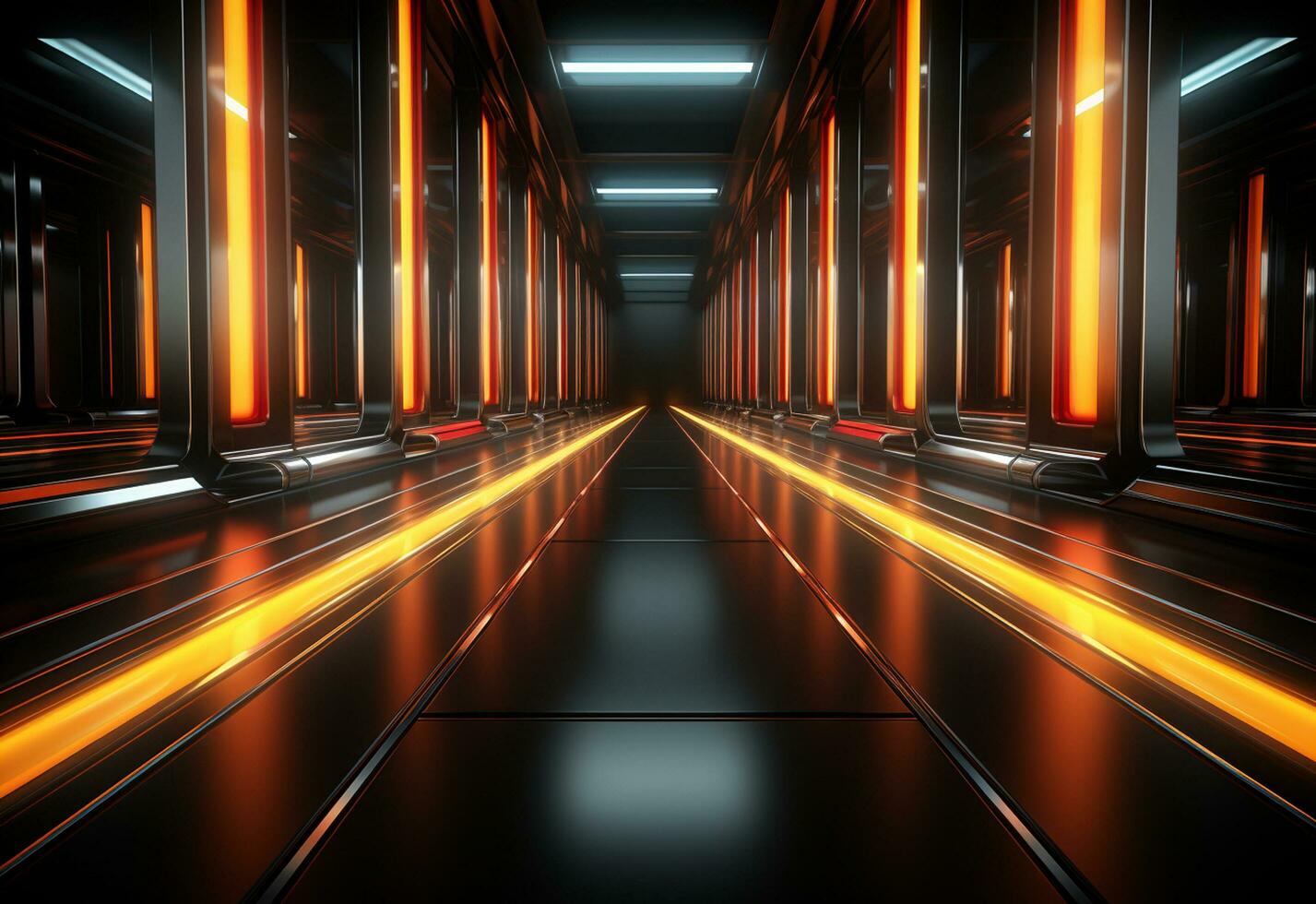 Ai Generative Yellow and red Neon illuminated futuristic backdrop realistic image- ultra hd- high design photo