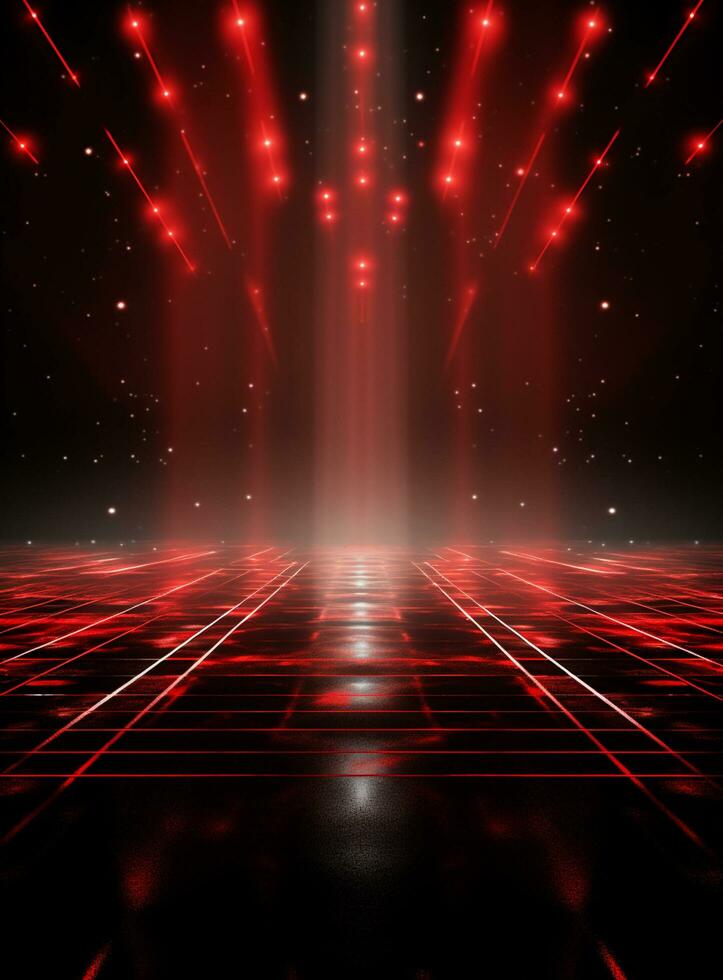 Ai Generative Backdrop Red Spotlights For Flyers, Banner and Backgrounds realistic image ultra hd high design photo