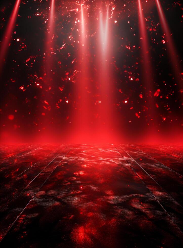 Ai Generative Backdrop Red Spotlights For Flyers, Banner and Backgrounds realistic image ultra hd high design photo