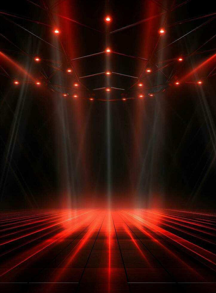 Ai Generative Backdrop Red Spotlights For Flyers, Banner and Backgrounds realistic image ultra hd high design photo