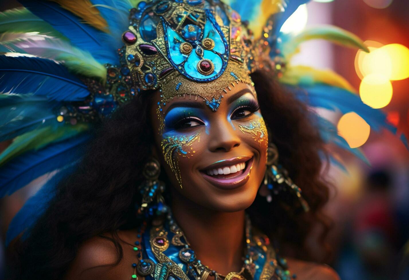 Ai Generative A vibrant collection of images capturing the energy and excitement of Brazil's carnival and samba culture from colorful costumes and masks photo