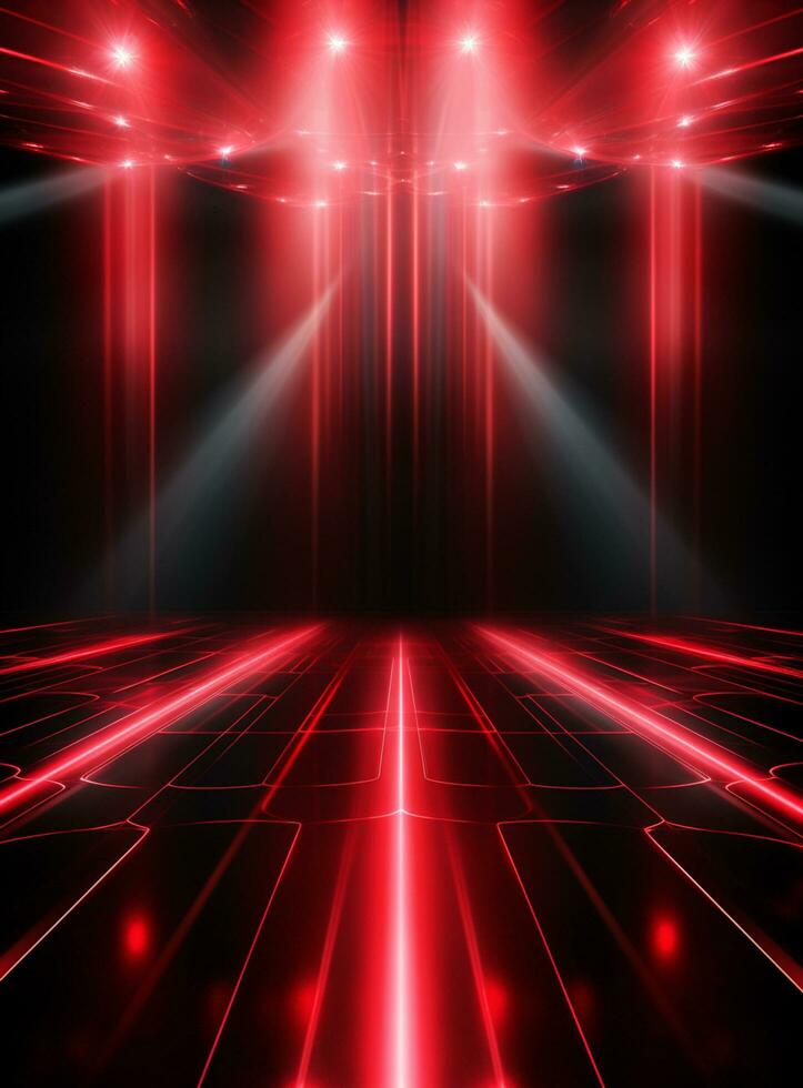 Ai Generative Backdrop Red Spotlights For Flyers, Banner and Backgrounds realistic image ultra hd high design photo