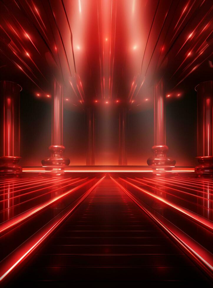 Ai Generative Backdrop Red Spotlights For Flyers, Banner and Backgrounds realistic image ultra hd high design photo