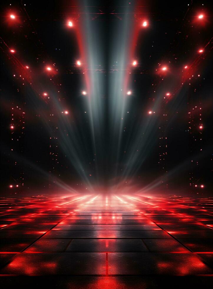 Ai Generative Backdrop Red Spotlights For Flyers, Banner and Backgrounds realistic image ultra hd high design photo