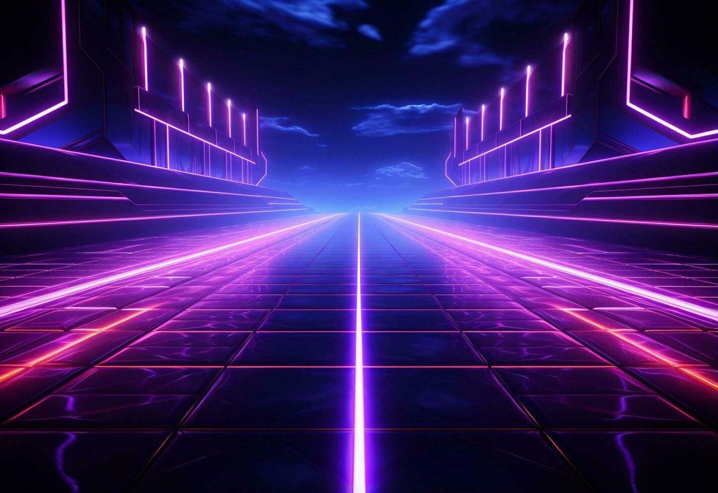 Ai Generated Neon illuminated futuristic backdrop realistic image, ultra hd, high design very detailed photo