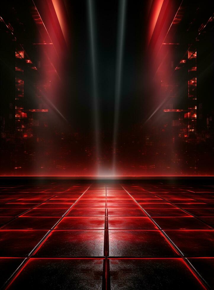 Ai Generative Backdrop Red Spotlights For Flyers, Banner and Backgrounds realistic image ultra hd high design photo