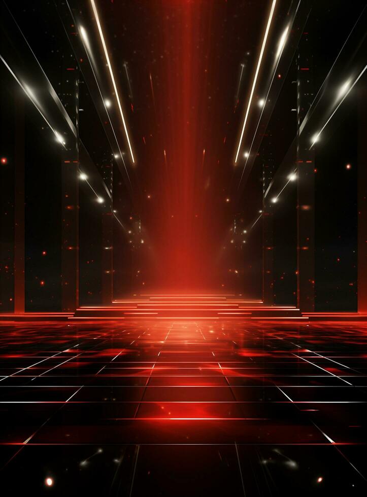 Ai Generative Backdrop Red Spotlights For Flyers, Banner and Backgrounds realistic image ultra hd high design photo
