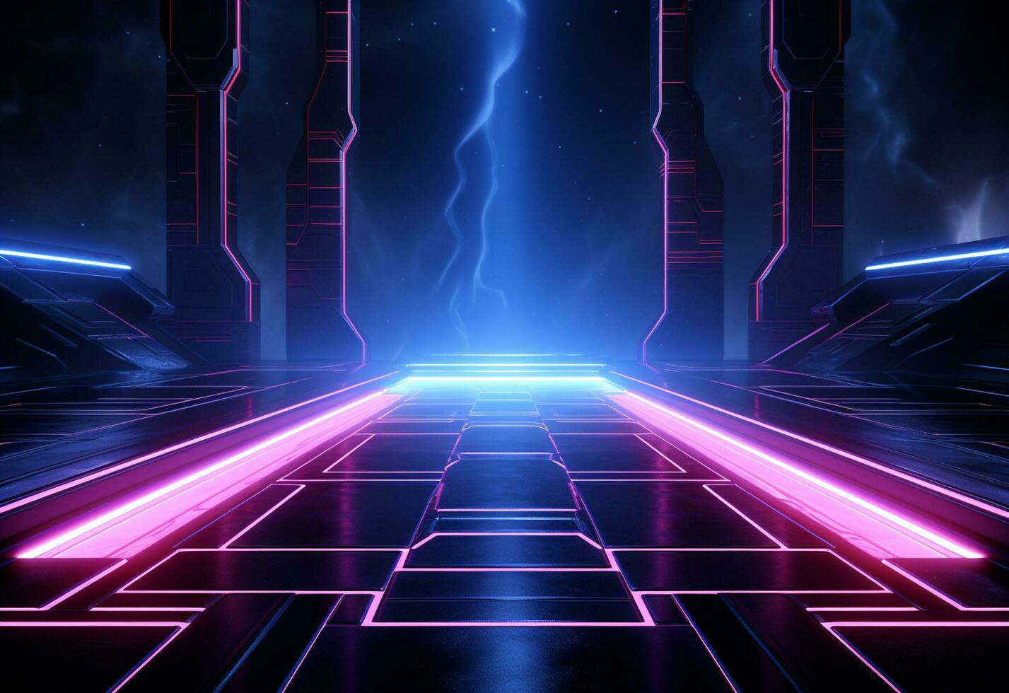 Ai Generated Neon illuminated futuristic backdrop realistic image, ultra hd, high design very detailed photo