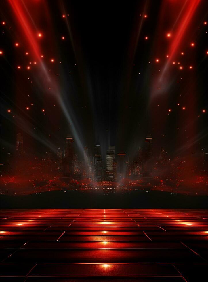 Ai Generative Backdrop Red Spotlights For Flyers, Banner and Backgrounds realistic image ultra hd high design photo