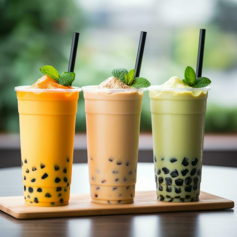 Bubble milk tea delight - AI generated photo