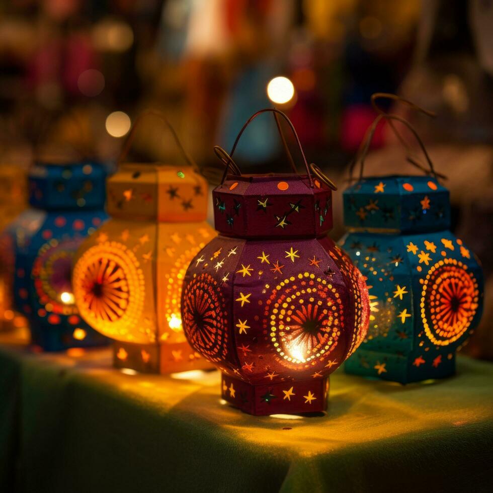 Night market lanterns bali - AI generated photo