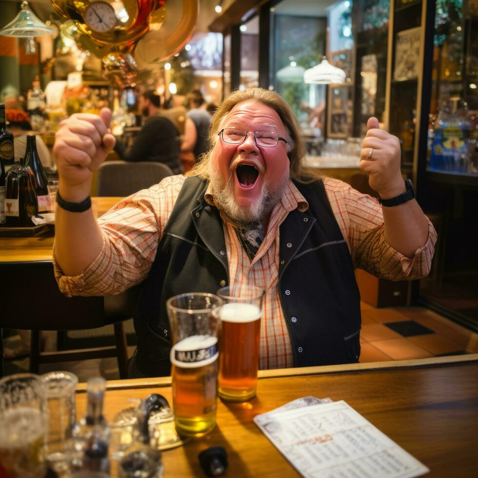 Bearded man pub fun - AI generated photo