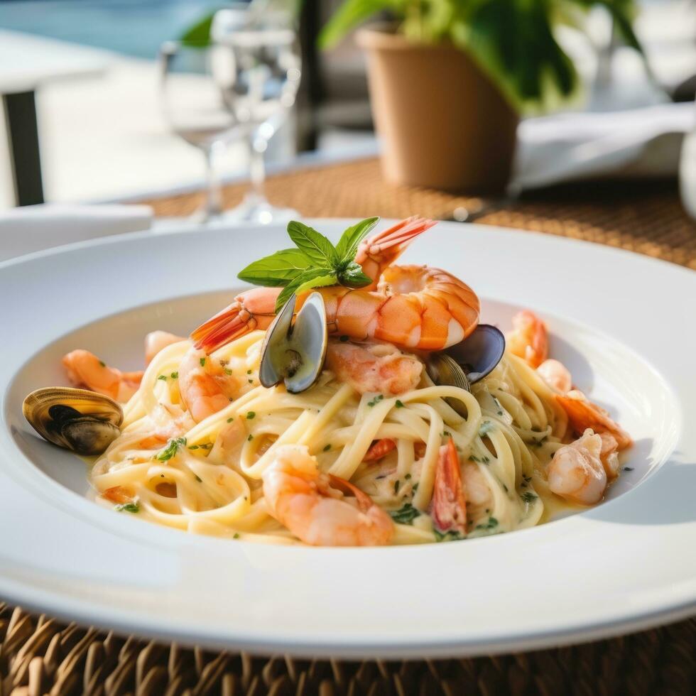 Chef's Special Seafood Spaghetti - AI generated photo