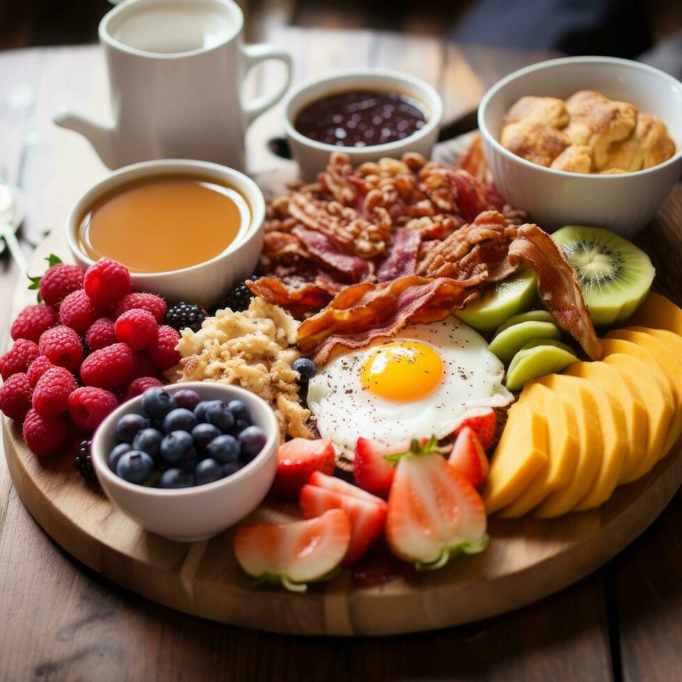Vibrant Fusion Breakfast Spread - AI generated photo
