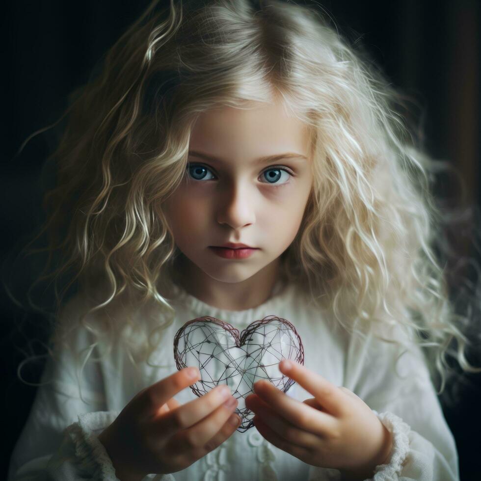 Innocent girl's heartfelt offering - AI generated photo