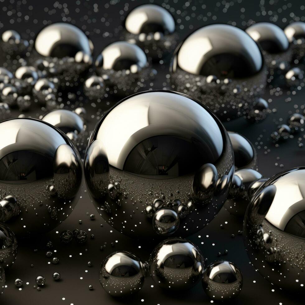 Shimmering Mercury Balls Reflect - AI generated photo