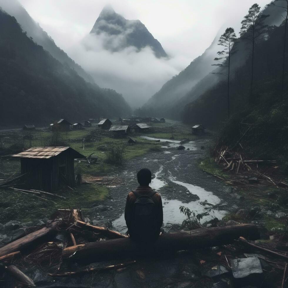 Hope Amidst Dark Clouds - AI generated photo