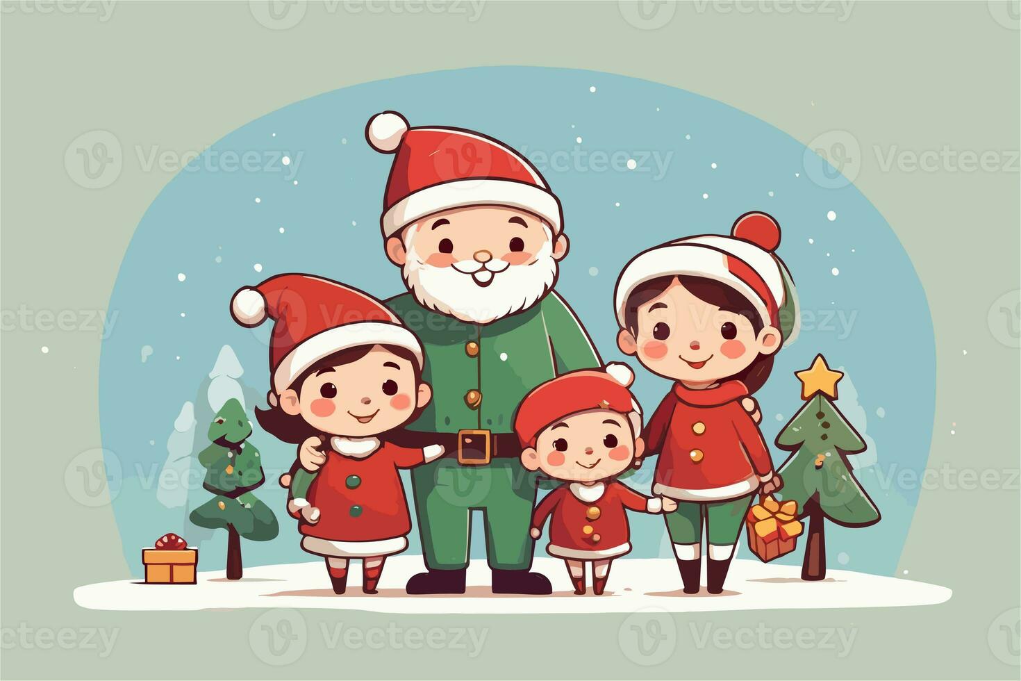 christmas graphic with  family on winter background photo