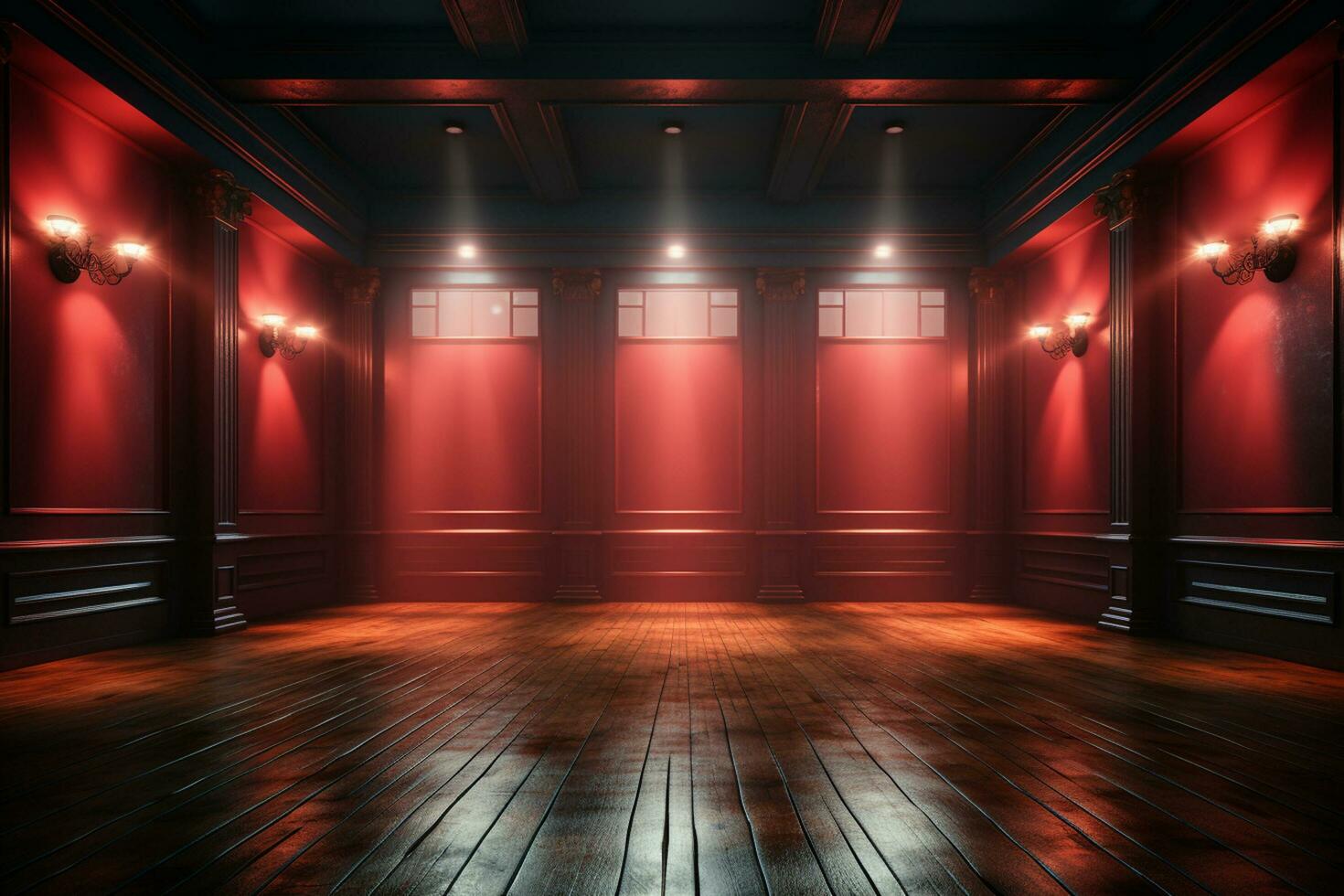 Ai Generaitve Backdrop With Illumination Of Red Spotlights For Flyers realistic image ultra hd high design photo