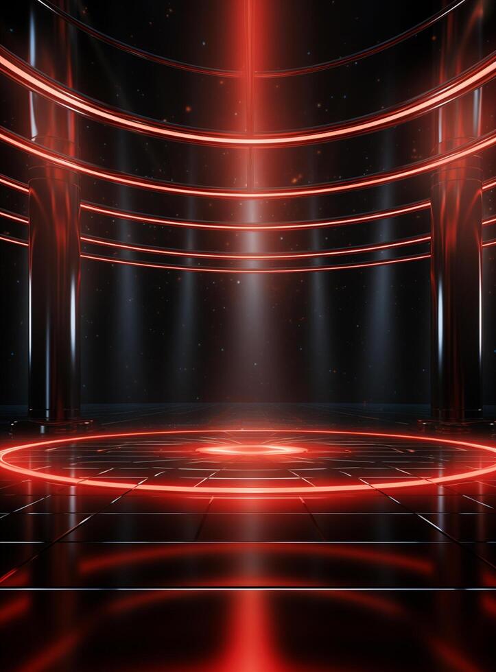 Ai Generative Backdrop Red Spotlights For Flyers, Banner and Backgrounds realistic image ultra hd high design photo