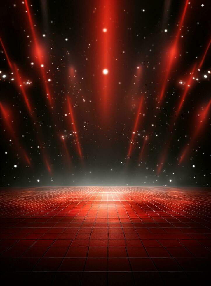 Ai Generative Backdrop Red Spotlights For Flyers, Banner and Backgrounds realistic image ultra hd high design photo