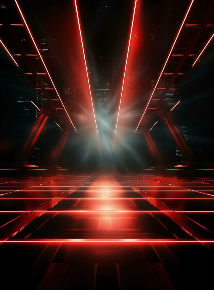 Ai Generative Backdrop Red Spotlights For Flyers, Banner and Backgrounds realistic image ultra hd high design photo