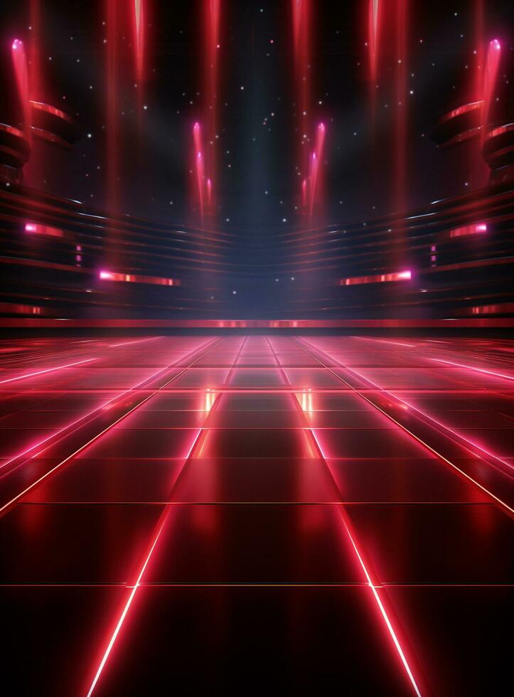 Ai Generative Backdrop Red Spotlights For Flyers, Banner and Backgrounds realistic image ultra hd high design photo