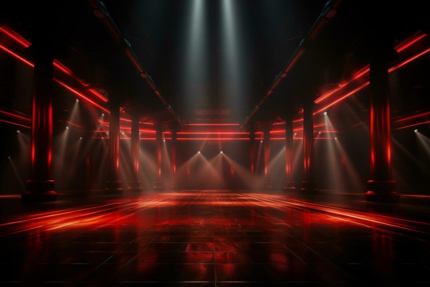 Ai Generaitve Backdrop With Illumination Of Red Spotlights For Flyers realistic image ultra hd high design photo