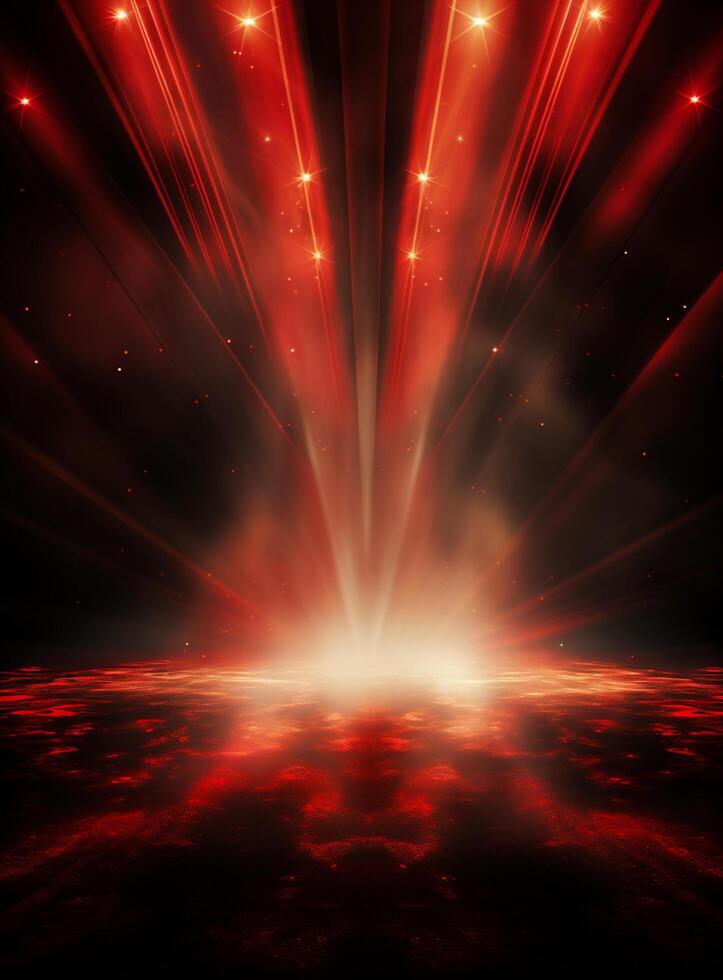 Ai Generative Backdrop Red Spotlights For Flyers, Banner and Backgrounds realistic image ultra hd high design photo