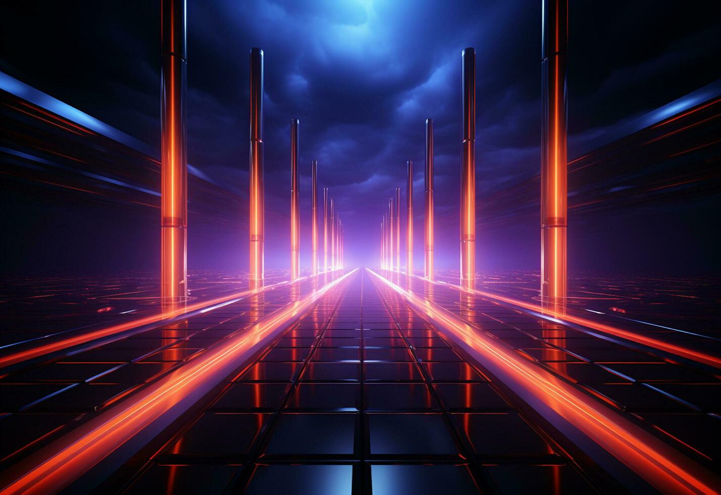 Ai Generated Neon illuminated futuristic backdrop realistic image, ultra hd, high design very detailed photo