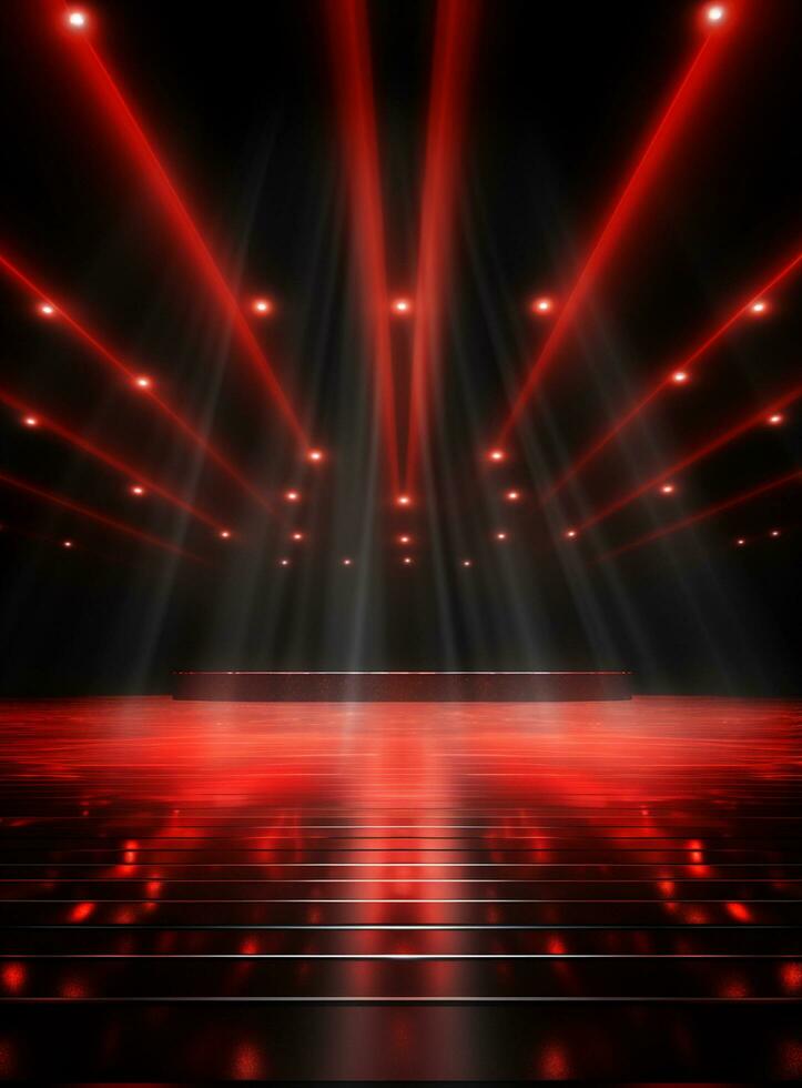 Ai Generative Backdrop Red Spotlights For Flyers, Banner and Backgrounds realistic image ultra hd high design photo