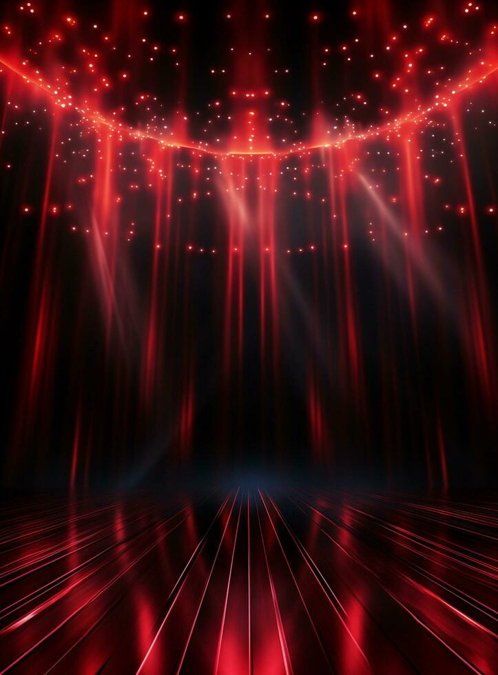 Ai Generative Backdrop Red Spotlights For Flyers, Banner and Backgrounds realistic image ultra hd high design photo