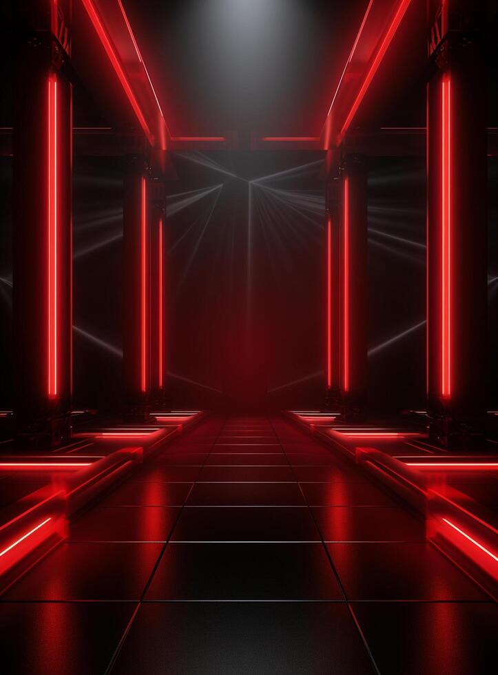 Ai Generative Backdrop Red Spotlights For Flyers, Banner and Backgrounds realistic image ultra hd high design photo