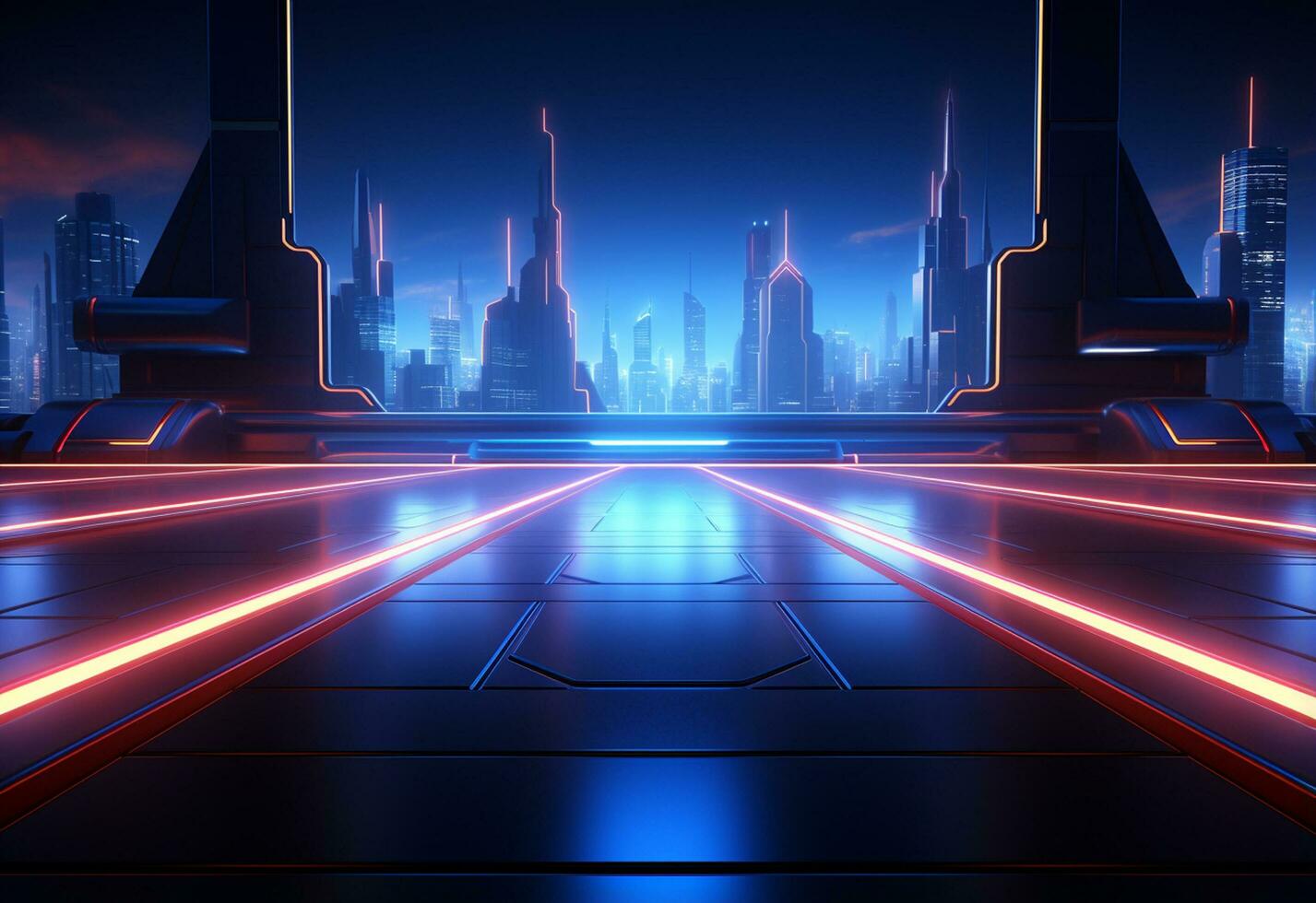 Ai Generated Neon illuminated futuristic backdrop realistic image, ultra hd, high design very detailed photo