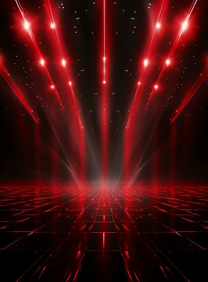 Ai Generative Backdrop Red Spotlights For Flyers, Banner and Backgrounds realistic image ultra hd high design photo