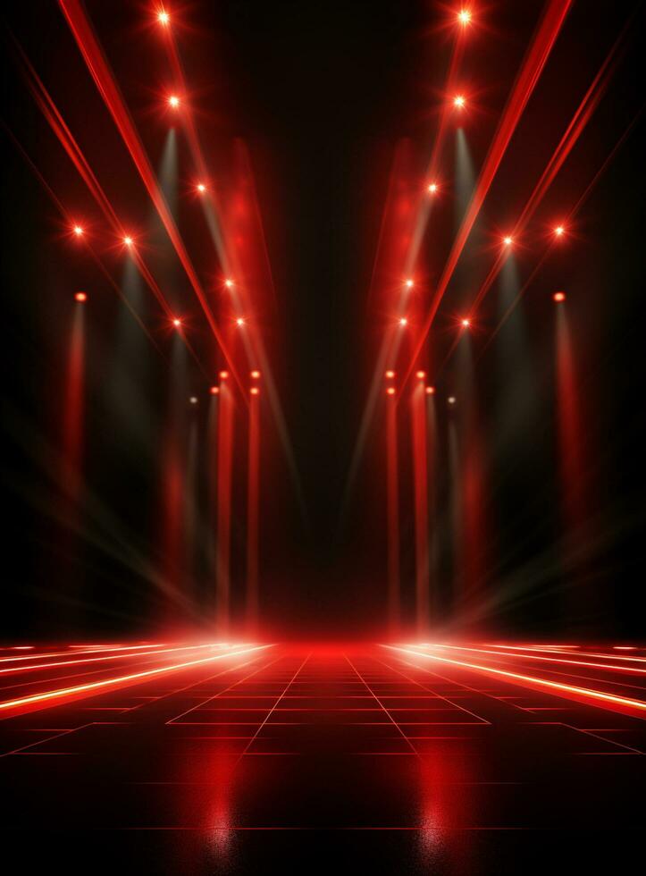 Ai Generative Backdrop Red Spotlights For Flyers, Banner and Backgrounds realistic image ultra hd high design photo