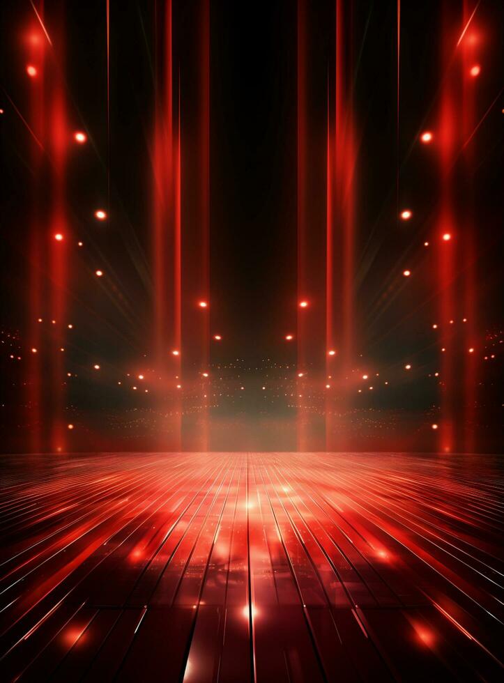 Ai Generative Backdrop Red Spotlights For Flyers, Banner and Backgrounds realistic image ultra hd high design photo