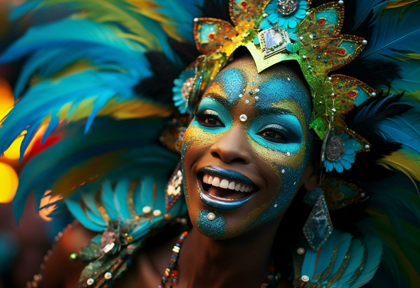 Ai Generative A vibrant collection of images capturing the energy and excitement of Brazil's carnival and samba culture from colorful costumes and masks photo