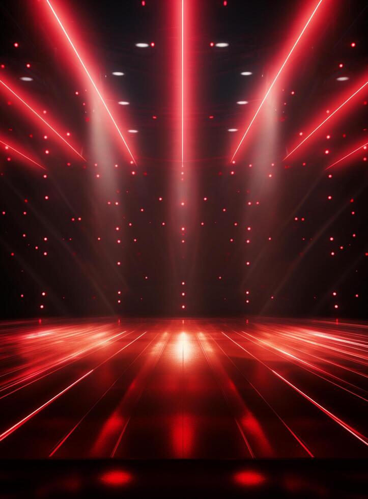 Ai Generative Backdrop Red Spotlights For Flyers, Banner and Backgrounds realistic image ultra hd high design photo